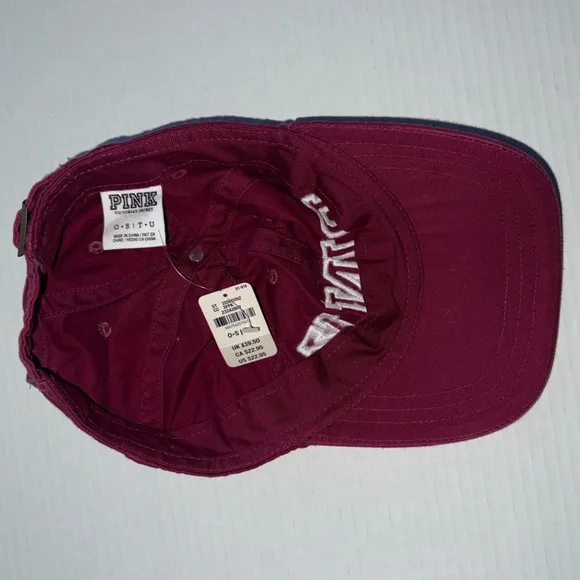 NEW PINK VICTORIA’S SECRET BURGUNDY BASEBALL CAP, MAROON SIGNATURE LOGO HAT NWT - Picture 2 of 12